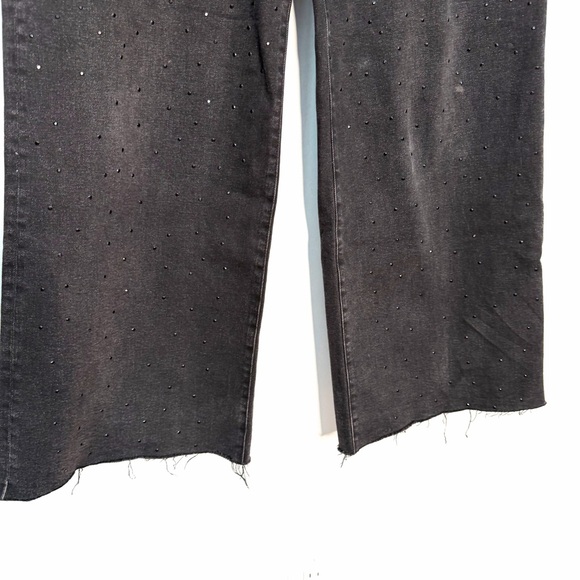 Kut from the Kloth Meg Embellished Raw Hem High Waist Ankle Wide Leg Jeans 10 - Picture 6 of 8